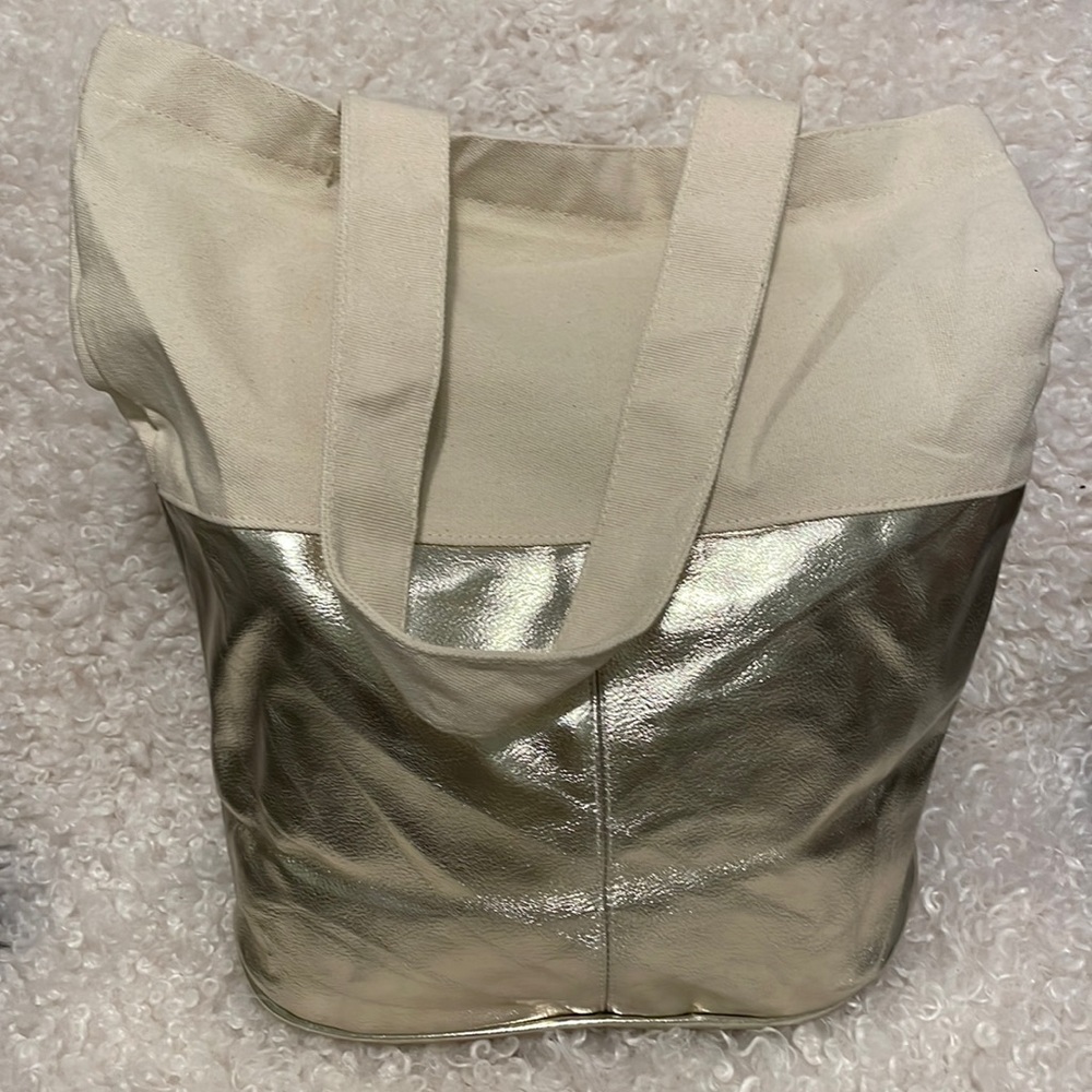 Charming Charlie Metallic Canvas Tote Bag